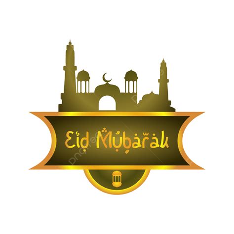 Eid Mubarak Mosque Vector Art PNG Eid Mubarak Badge Gold And Brown