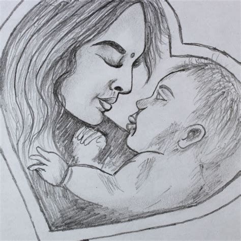 How To Draw A Baby In Mothers Lap Mothers Day Drawing