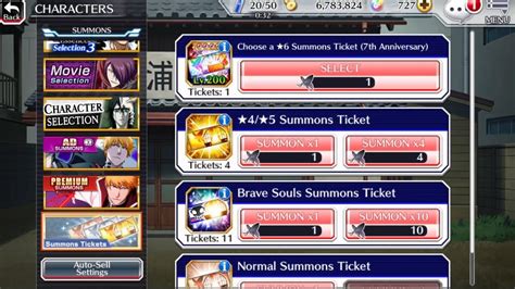 Choose A Star Th Anniversary Ticket Summon Bleach Brave Souls