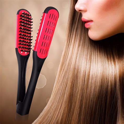 Hair Straightening Comb Luckyfine Hair Straightening Brush Double Brush