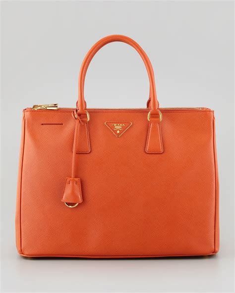 Lyst Prada Saffiano Lux Medium Executive Tote Bag In Orange