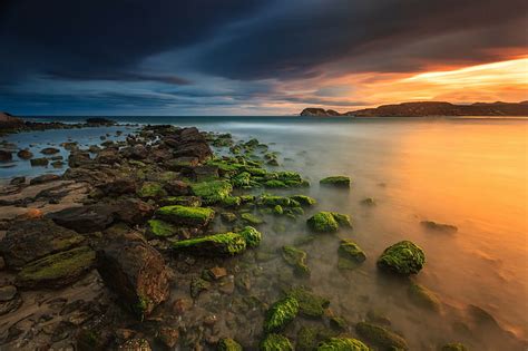 HD Wallpaper Spain Murcia Nature Evening Sky Clouds Sea Stones