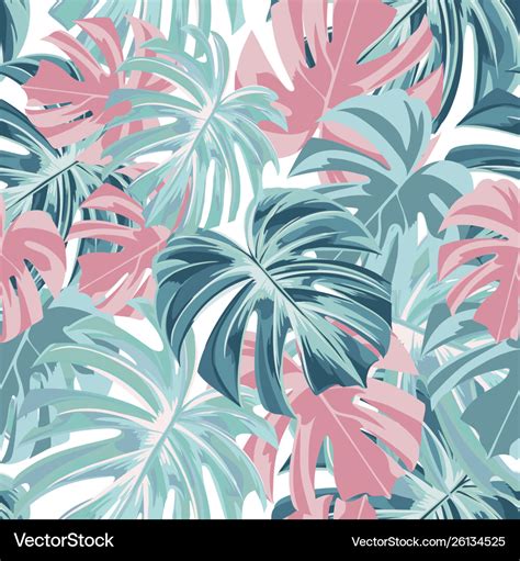 Floral Seamless Tropical Pattern With Leaves Vector Image