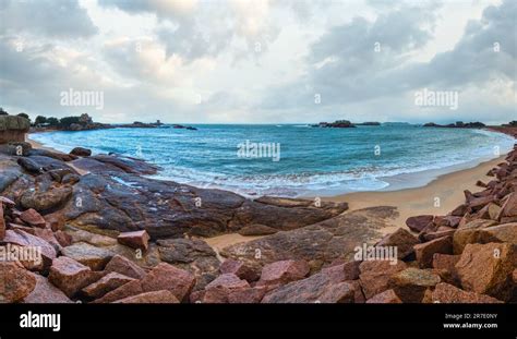 Tregastel Coast Morning Spring View Between Perros Guirec And Pleumeur