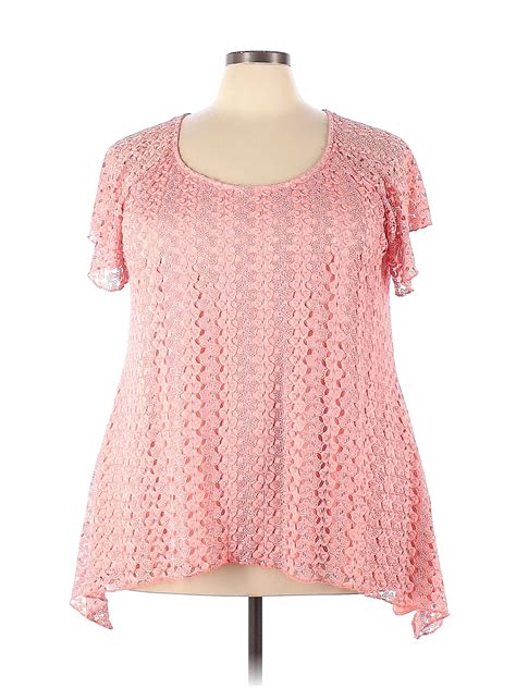 Dressbarn Polyester Pink Short Sleeve Blouse Size X Plus