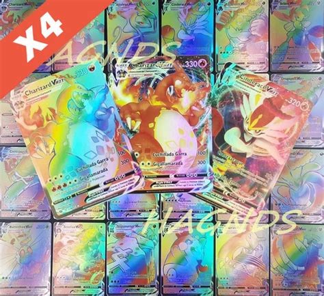 Pack 4 Cartas Pokémon Exclusivas Gx Vmax Brillantes Español Cuotas