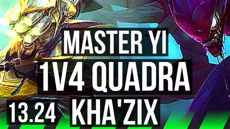 MASTER YI Vs KHA ZIX JNG 1v4 Quadra 6 Solo Kills 300 Games BR