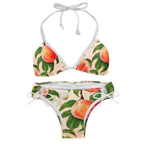 Peach Women S Swimwear Bikini Set With Detachable Sponge And Adjustable