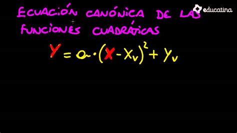 Forma Canónica De La Función Cuadrática Álgebra Educatina Youtube