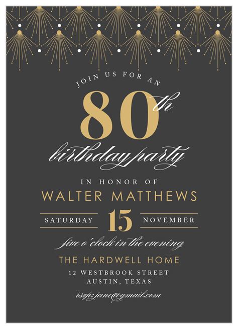 Vintage Deco Milestone Birthday Invitations By Basic Invite