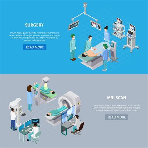 Free Vector Medical Equipment Isometric Set Of Two Horizontal Banners