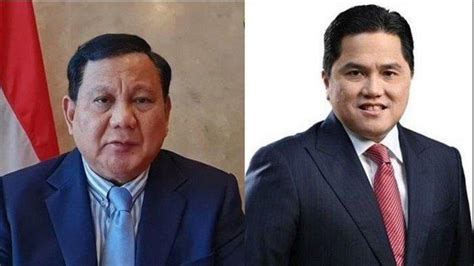 Pemilu 2024 Elektabilitas Pasangan Prabowo Subianto Erick Thohir