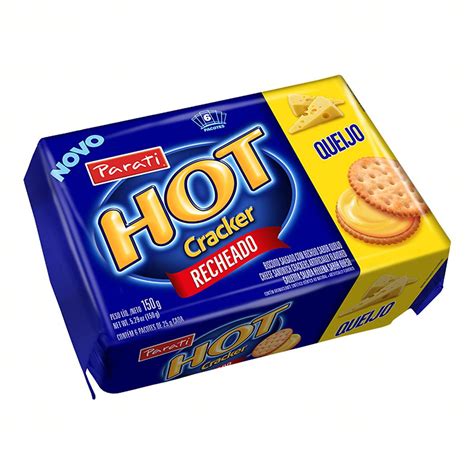 Pack Biscoito Recheio Queijo Hot Cracker Pacote 150g 6 Unidades Supermercado Menegussi