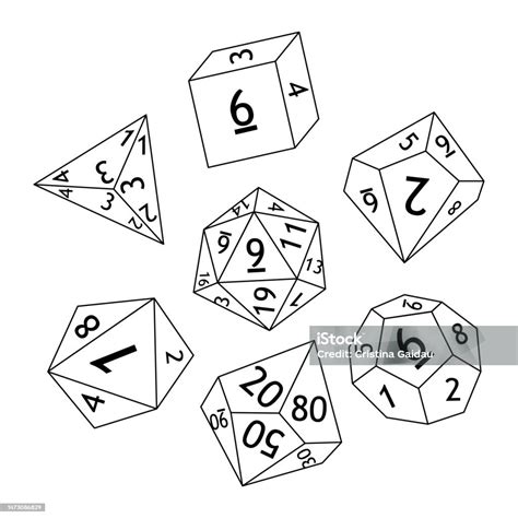 Set Of Dnd Dice Rpg Tabletop Games Vector Illustration Stock