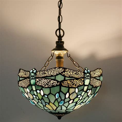 Tiffany Pendant Light Plug In Werfactory® Sea Blue Stained Glass Drago