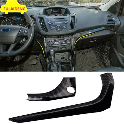 2PCS For Ford Kuga Escape 2017 2018 ABS Carbon Style Interior Center