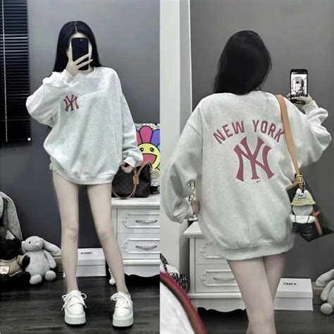 Áo sweater form rộng cổ tròn thể thao nữ họa tiết in chữ N Y siêu hot hit Shopee Việt Nam
