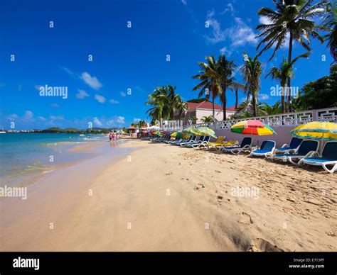 Caribbean, St. Lucia, beach at Rodney Bay Stock Photo - Alamy