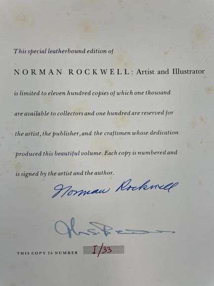 Signed 1970 Norman Rockwell Artist And Illustrator Leather Bound Book