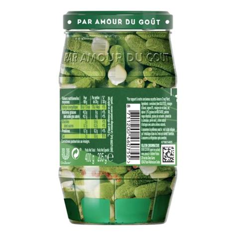 Cornichons 5 épices aromates extra fins AMORA le pot de 205g à Prix