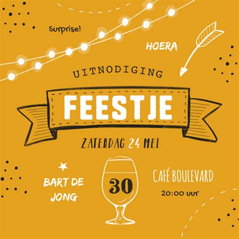 Uitnodiging Feestje Hip Doodle Uitnodigingen Kaartje2go