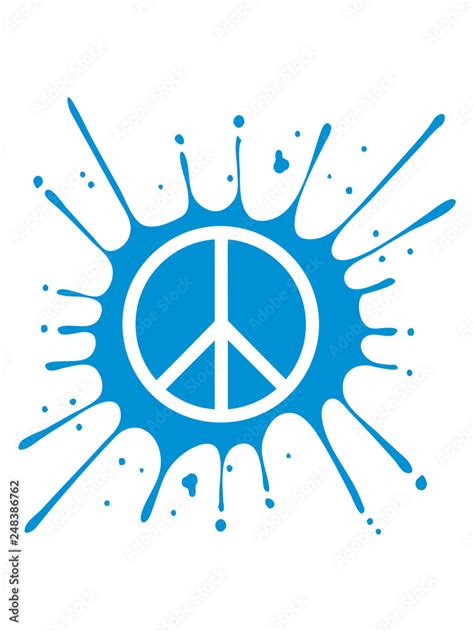 Hippie Peace Zeichen Symbol Frieden Krieg Protest Liebe Tropfen Klecks Farbe Spritzer Graffiti