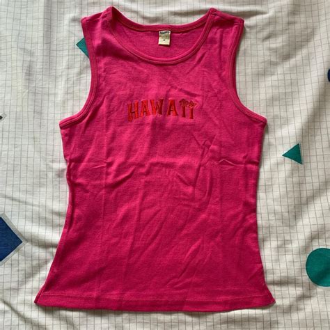 Embroidered Hawaii Hot Pink Tank Fits M L Depop Depop Clothes Reselling Clothes Dream Clothes