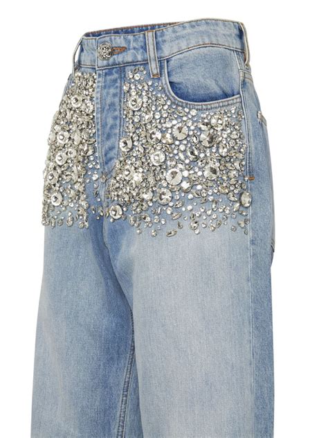 Philipp Plein Crystal Embellished Jeans Blue FARFETCH