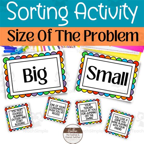 Size Of The Problem Sorting Activity For School Counseling By Teach Simple