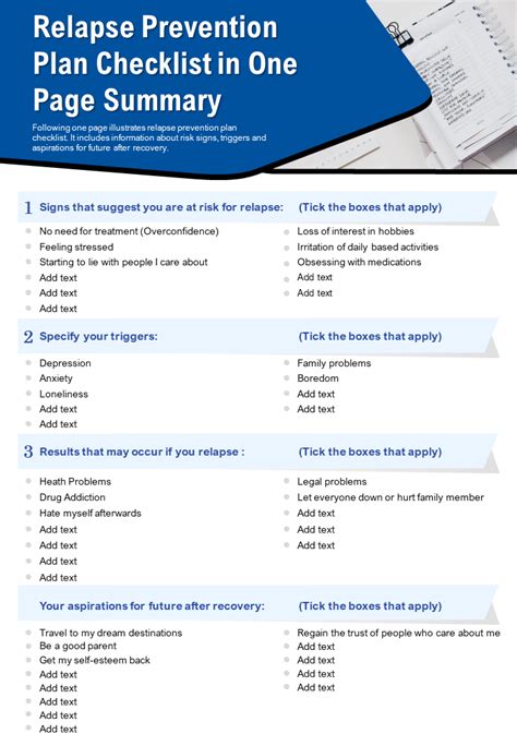 Top 5 Relapse Prevention Plan Templates With Samples And Examples