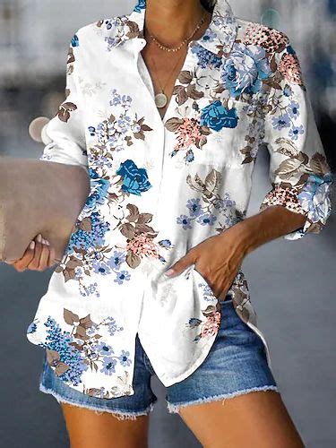 Casual Shirt Collar Floral Shirts Blouses Is Fashionable And Cheap