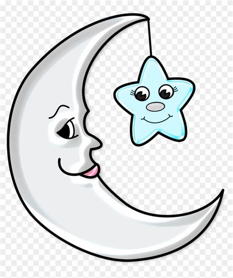 Cute Moon Clipart - Moon And Star Drawing - Free Transparent PNG Clipart Images Download