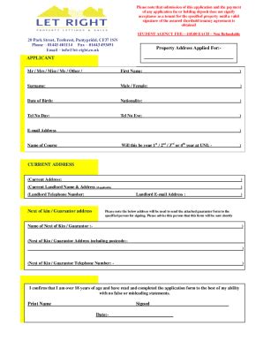 Fillable Online Student APPLIC FORM Let Right Fax Email Print PdfFiller