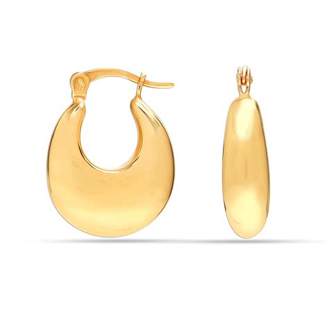 LeCalla Yellow Gold Plated 925 Sterling Silver Bowl Hoop Earrings For