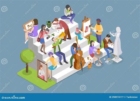 3d Isometric Flat Vector Illustration Of Art Society Stock Illustration