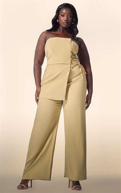 Plt Label Plus Chartreuse Overlay Tailored Jumpsuit Prettylittlething Ksa