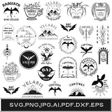 Acotar Velaris Svg Bundle Fourth Wing Svg City Of Starlights Png Bat