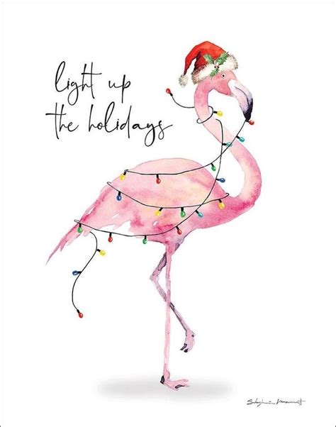 Pin By Lynn Goodkin Garry On Coolest Stuff Christmas Card Art Flamingo Christmas Watercolor