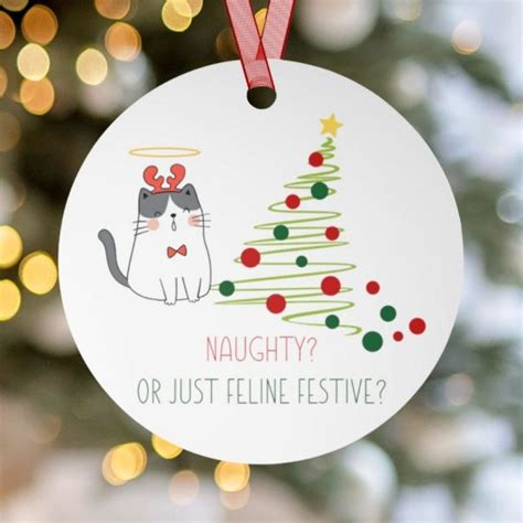 Pawsitively Naughty: Funny Cat Christmas Ornament - HAPPY CATOPIA