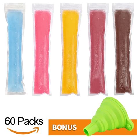 Joyoldelf 60pcs Ice Pop Bags with Foldable Funnel, DIY Ice Popsicle ...