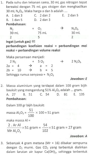 Contoh Soal Stoikiometri Larutan Dan Pembahasannya