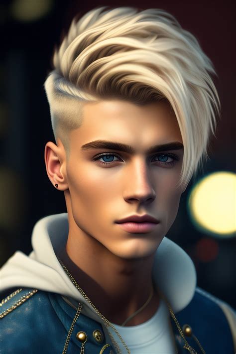 Lexica A Gay Boy With Short Blond Hair Emo Realistic K