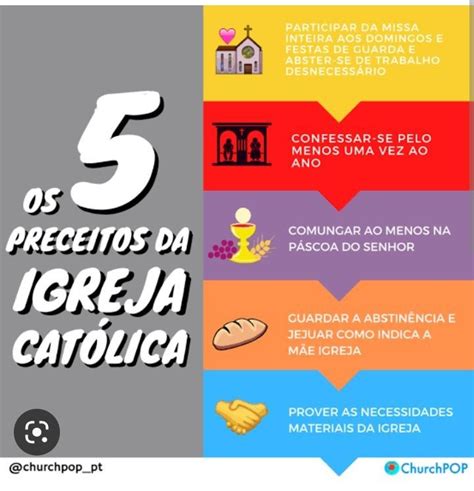 Os 5 mandamento da Igreja Católica Mandamentos da igreja 5