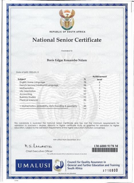 South African Birth Certificate Template