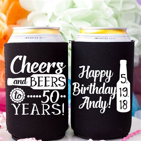 50th Birthday Cheers And Beers To 50 Years Can Coolers Cheers Etsy