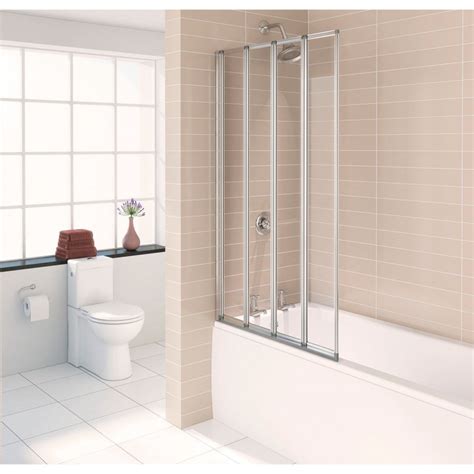 Aqualux Aqua4 Silver Folding Bath Shower Screen Selco