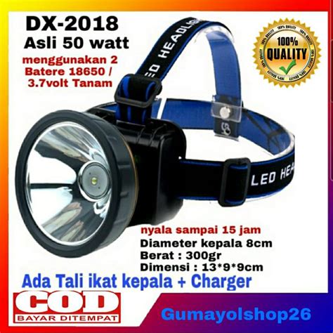 Jual Senter Kepala Led Watt Charger Dx Senter Headlamp Watt