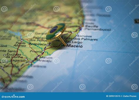 Maceio Pinned on a Map with the Flag of Brazil Stock Image - Image of pinned, business: 209513515