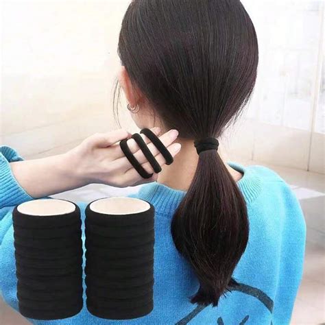 20 Black Seamless High Elastic Hair Ties That Do Not Damage Hair And ...