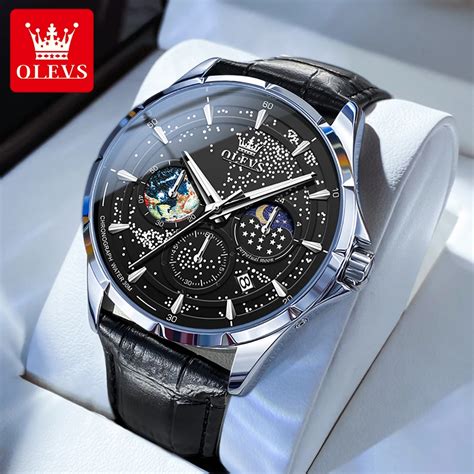 Olevs Reloj De Pulsera De Cuarzo Para Hombre Cron Grafo Original